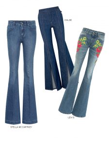 Quần jeans ống loe rộng có đường xẻ dọc được yêu thích bởi vẻ sành điệu